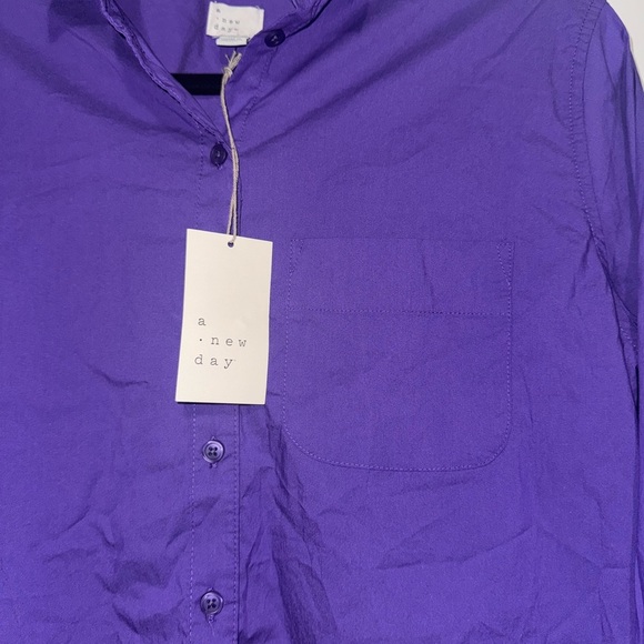 A New Day Purple Casual Button Down Shirt - Picture 2 of 5